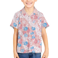 Anthurium Plumeria Lei Pastel Family Matching Puletasi and Hawaiian Shirt Pink Hawaiian Splendid Palaka LT01 Son's Shirt Pink - Polynesian Pride