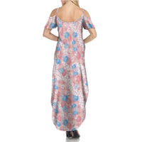 Anthurium Plumeria Lei Pastel Family Matching Summer Maxi Dress and Hawaiian Shirt Pink Hawaiian Splendid Palaka LT01 - Polynesian Pride