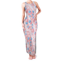 Anthurium Plumeria Lei Pastel Family Matching Tank Maxi Dress and Hawaiian Shirt Pink Hawaiian Splendid Palaka LT01 Mom's Dress Pink - Polynesian Pride