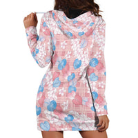 Anthurium Plumeria Lei Pastel Hoodie Dress Pink Hawaiian Splendid Palaka LT01 - Polynesian Pride