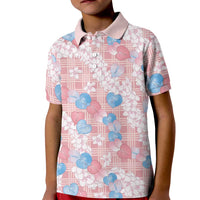 Anthurium Plumeria Lei Pastel Kid Polo Shirt Pink Hawaiian Splendid Palaka