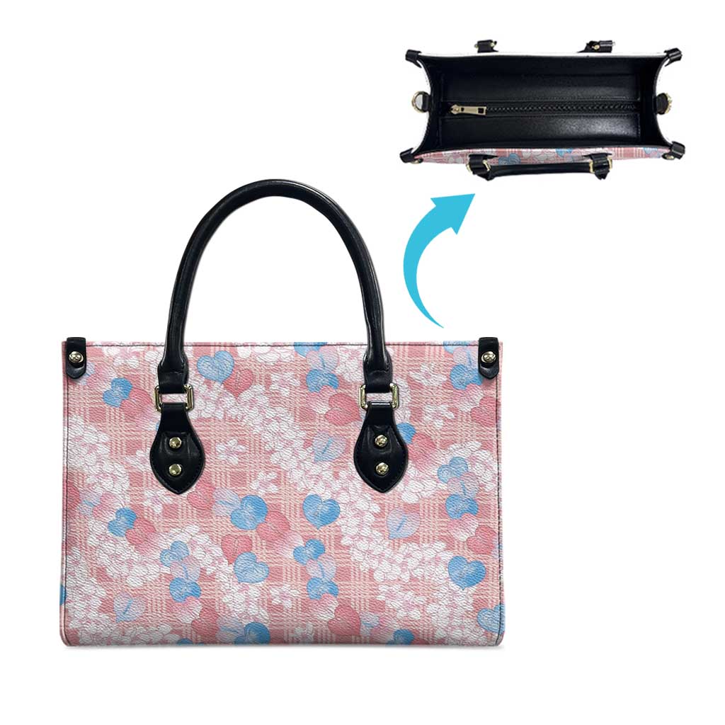 Anthurium Plumeria Lei Pastel Leather Bag Pink Hawaiian Splendid Palaka