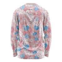 Anthurium Plumeria Lei Pastel Long Sleeve Shirt Pink Hawaiian Splendid Palaka