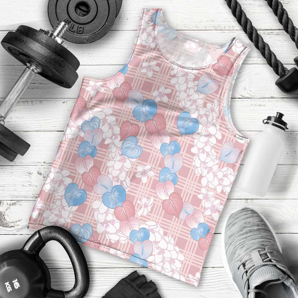 Anthurium Plumeria Lei Pastel Men Tank Top Pink Hawaiian Splendid Palaka