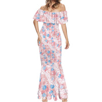 Anthurium Plumeria Lei Pastel Mermaid Dress Pink Hawaiian Splendid Palaka