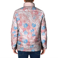 Anthurium Plumeria Lei Pastel Padded Jacket Pink Hawaiian Splendid Palaka