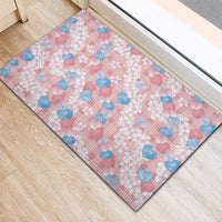 Anthurium Plumeria Lei Pastel Rubber Doormat Pink Hawaiian Splendid Palaka LT01 - Polynesian Pride