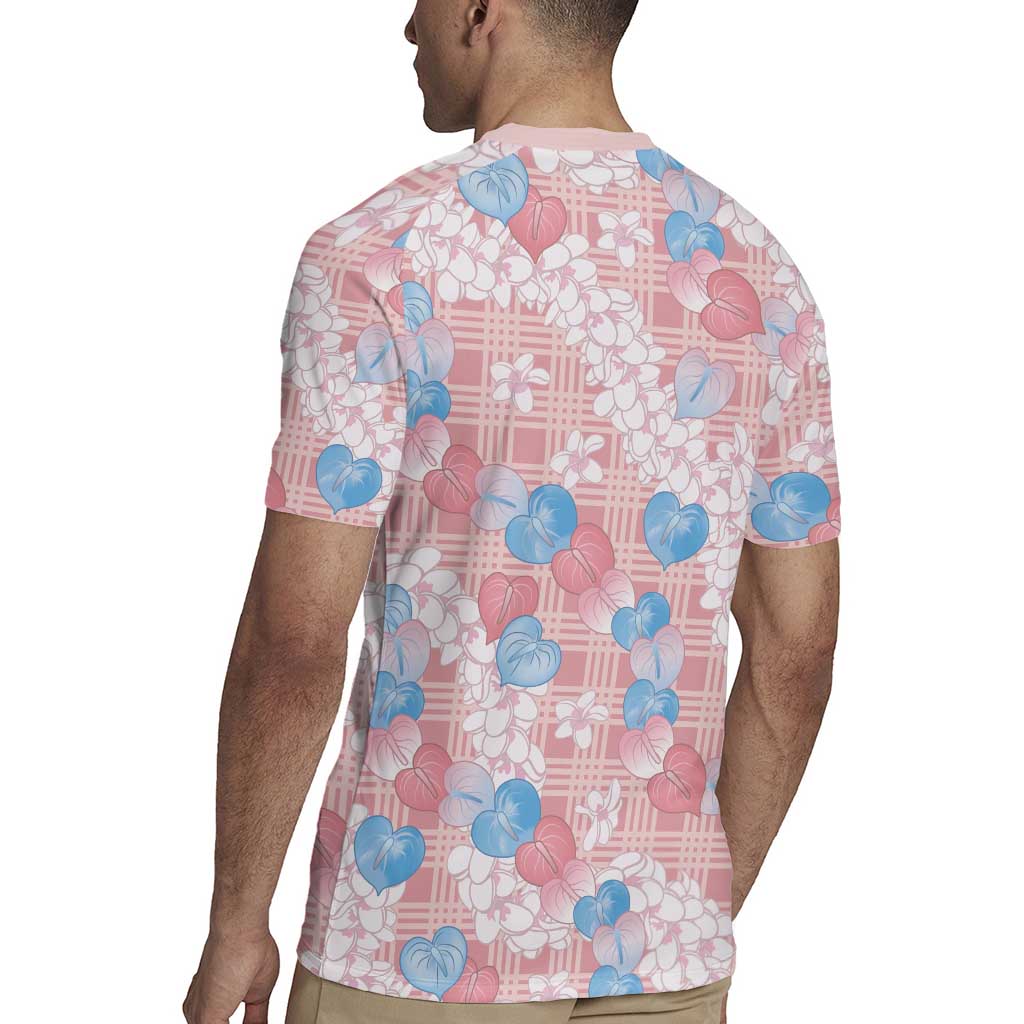 Anthurium Plumeria Lei Pastel Rugby Jersey Pink Hawaiian Splendid Palaka