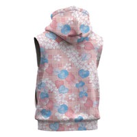 Anthurium Plumeria Lei Pastel Sleeveless Hoodie Pink Hawaiian Splendid Palaka