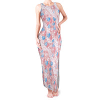 Anthurium Plumeria Lei Pastel Tank Maxi Dress Pink Hawaiian Splendid Palaka