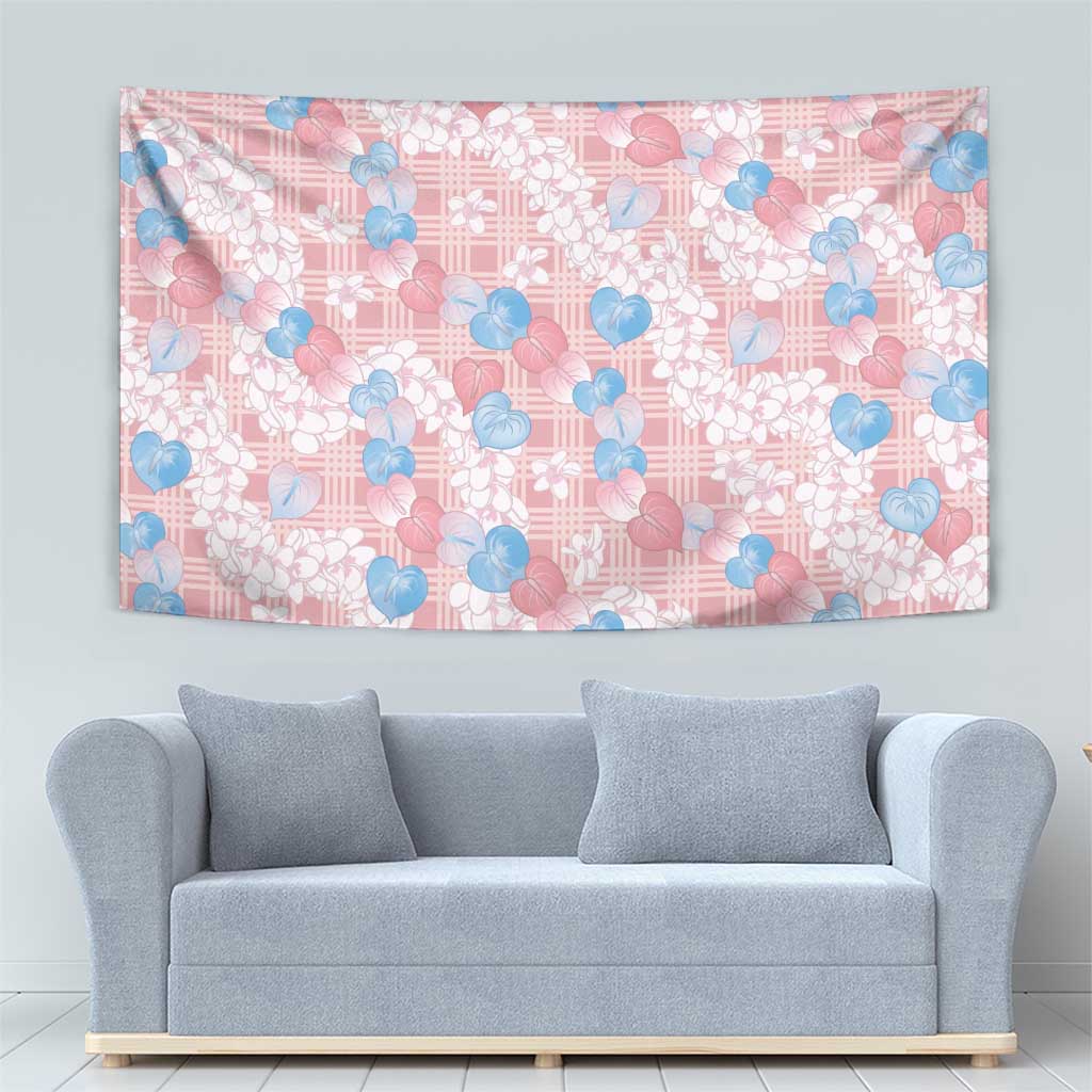 Anthurium Plumeria Lei Pastel Tapestry Pink Hawaiian Splendid Palaka LT01 - Polynesian Pride
