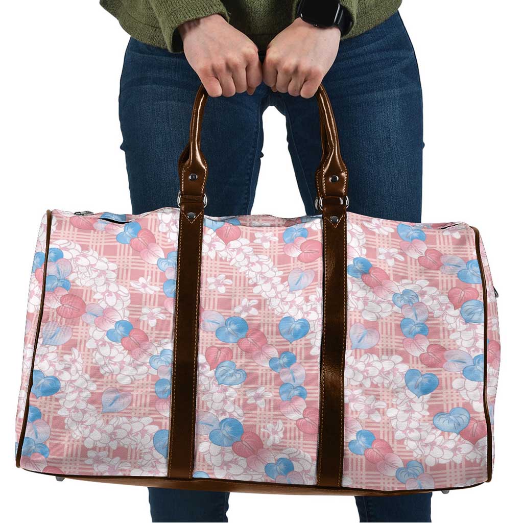 Anthurium Plumeria Lei Pastel Travel Bag Pink Hawaiian Splendid Palaka
