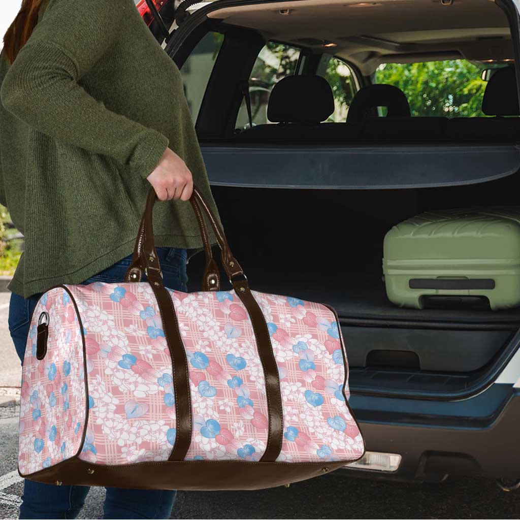 Anthurium Plumeria Lei Pastel Travel Bag Pink Hawaiian Splendid Palaka
