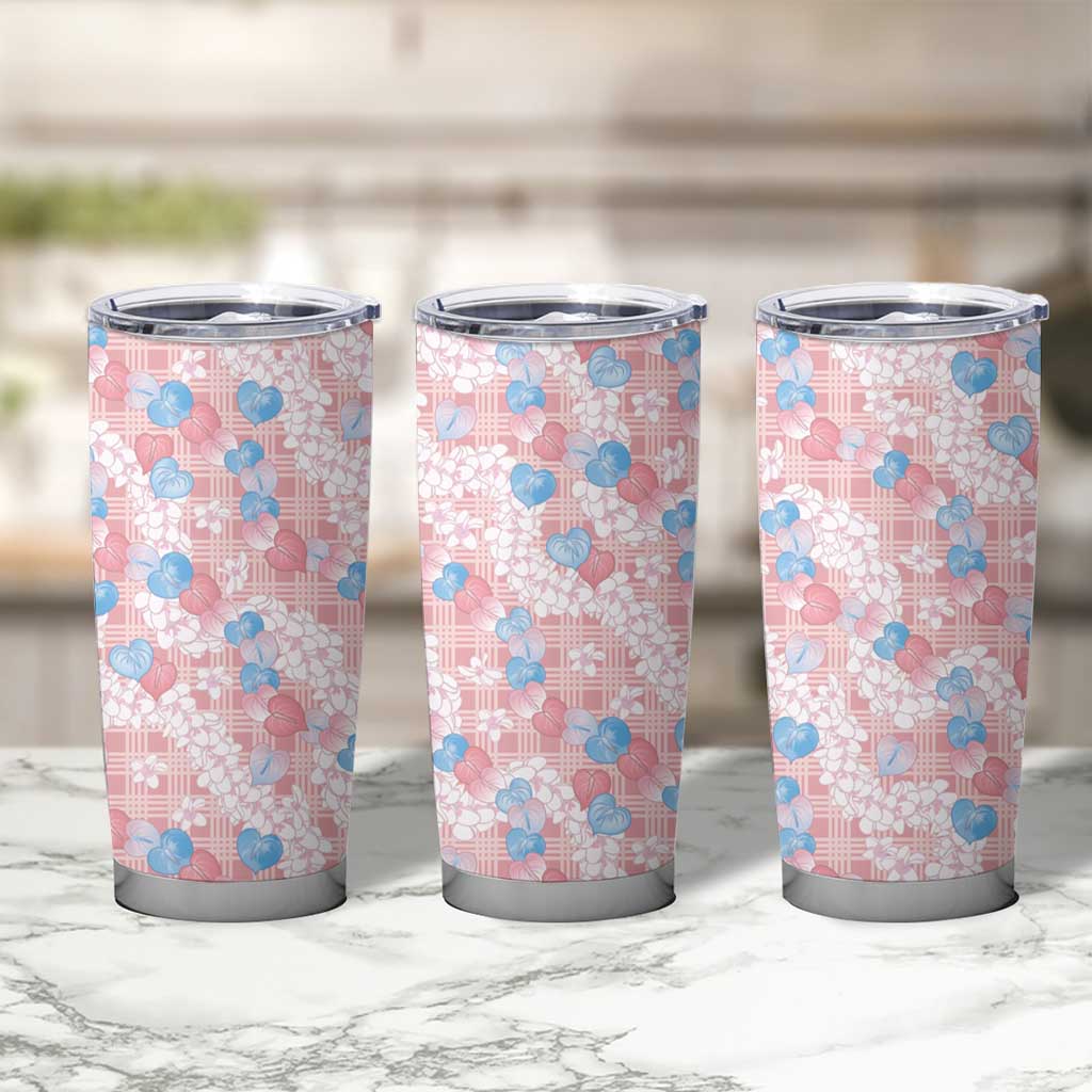 Anthurium Plumeria Lei Pastel Tumbler Cup Pink Hawaiian Splendid Palaka