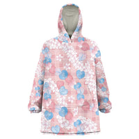 Anthurium Plumeria Lei Pastel Wearable Blanket Hoodie Pink Hawaiian Splendid Palaka