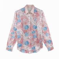 Anthurium Plumeria Lei Pastel Women Casual Shirt Pink Hawaiian Splendid Palaka LT01 - Polynesian Pride