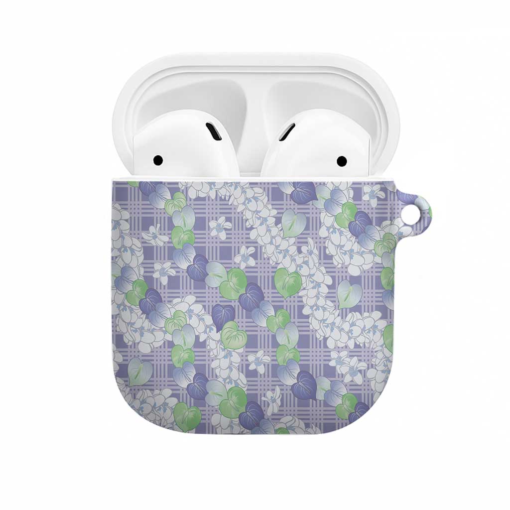 Anthurium Plumeria Lei Pastel AirPods Case Purple Hawaiian Splendid Palaka LT01 Purple - Polynesian Pride