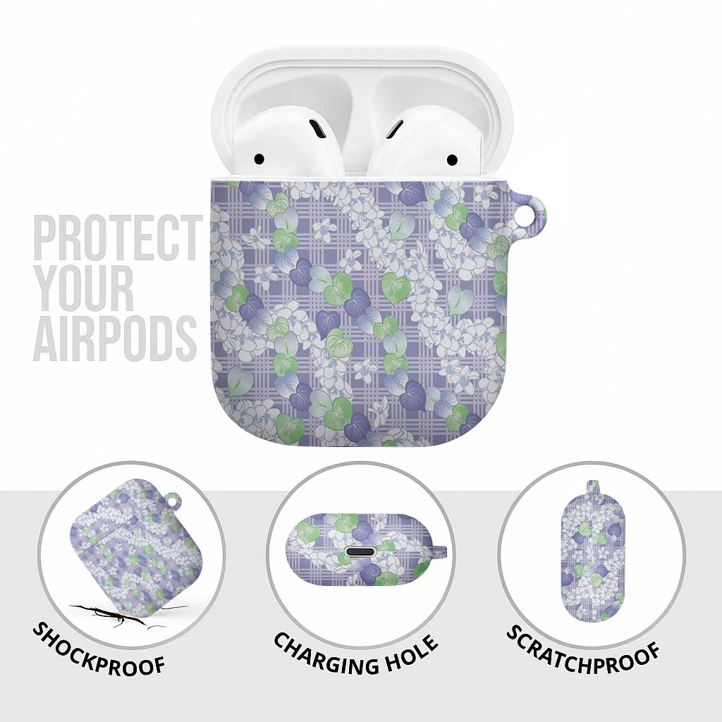 Anthurium Plumeria Lei Pastel AirPods Case Purple Hawaiian Splendid Palaka LT01 - Polynesian Pride