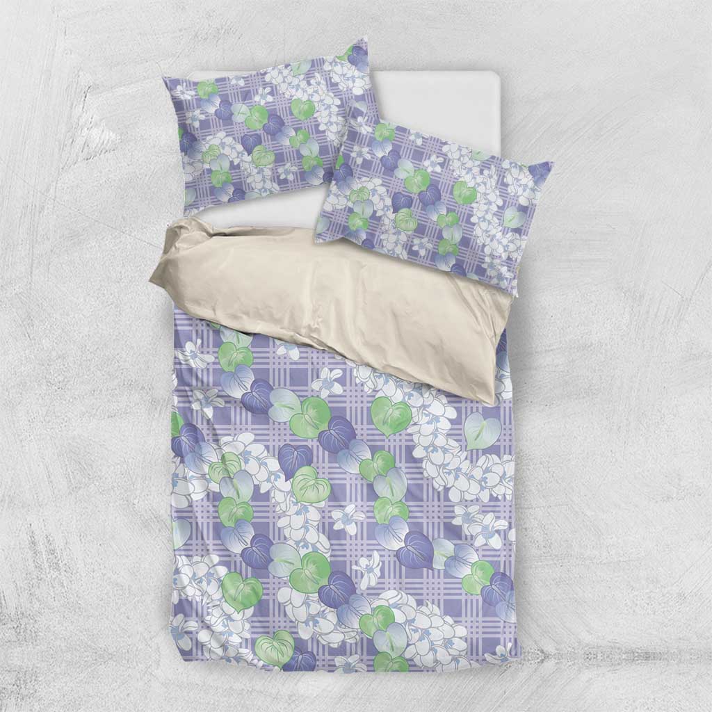Anthurium Plumeria Lei Pastel Bedding Set Purple Hawaiian Splendid Palaka