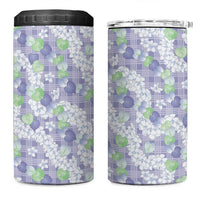 Anthurium Plumeria Lei Pastel 4 in 1 Can Cooler Tumbler Purple Hawaiian Splendid Palaka LT01 One Size: 16 oz Purple - Polynesian Pride