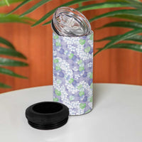 Anthurium Plumeria Lei Pastel 4 in 1 Can Cooler Tumbler Purple Hawaiian Splendid Palaka LT01 - Polynesian Pride