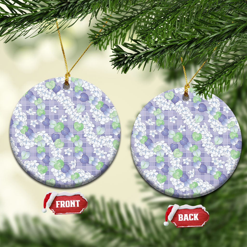 Anthurium Plumeria Lei Pastel Ceramic Ornament Purple Hawaiian Splendid Palaka LT01 Circle Purple - Polynesian Pride