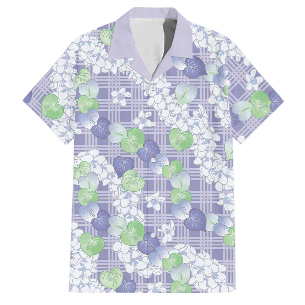 Anthurium Plumeria Lei Pastel Family Matching Off The Shoulder Long Sleeve Dress and Hawaiian Shirt Purple Hawaiian Splendid Palaka LT01 Dad's Shirt - Short Sleeve Purple - Polynesian Pride