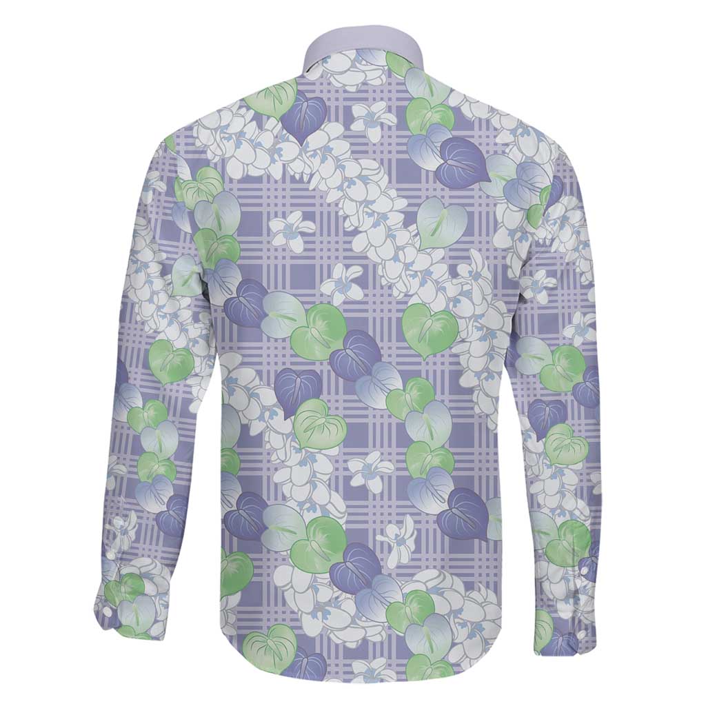 Anthurium Plumeria Lei Pastel Family Matching Off Shoulder Short Dress and Hawaiian Shirt Purple Hawaiian Splendid Palaka LT01 - Polynesian Pride
