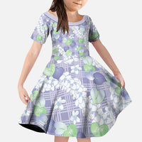 Anthurium Plumeria Lei Pastel Family Matching Tank Maxi Dress and Hawaiian Shirt Purple Hawaiian Splendid Palaka LT01 Daughter's Dress Purple - Polynesian Pride