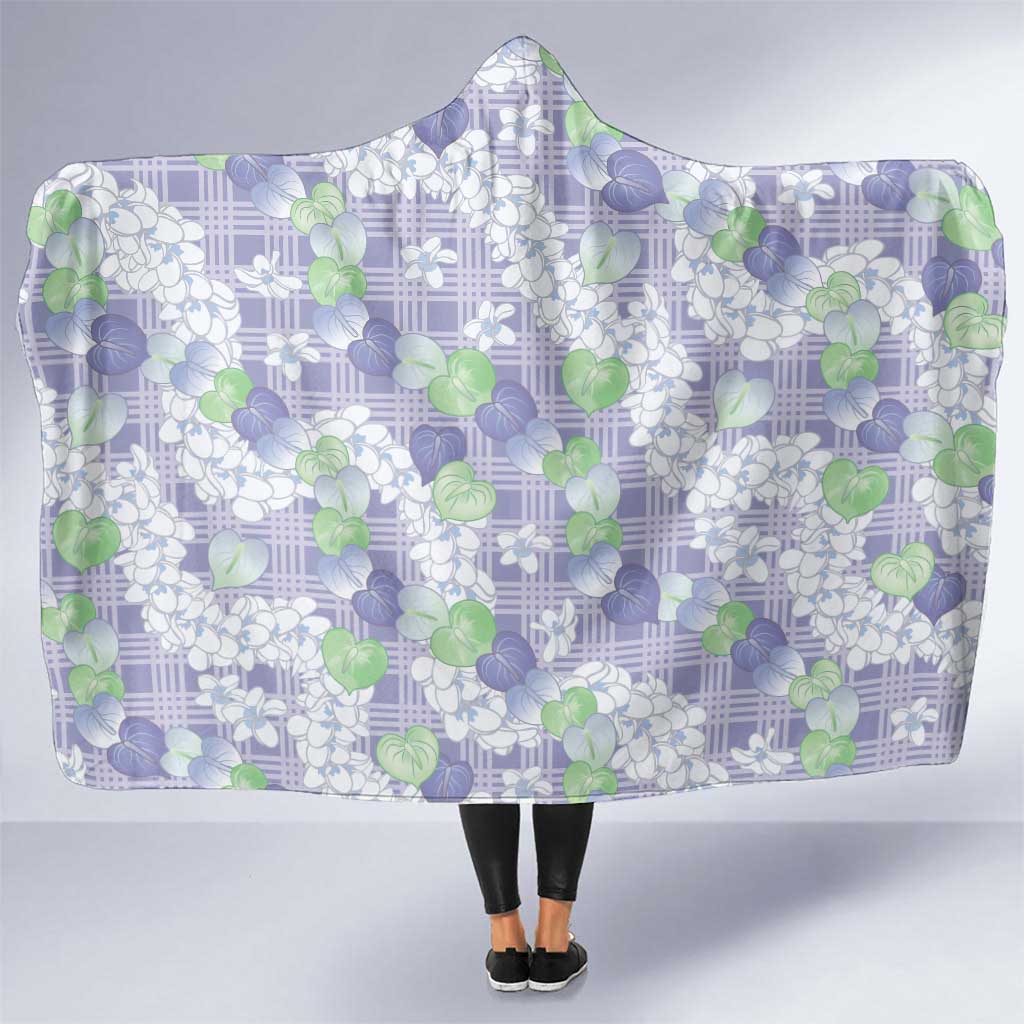 Anthurium Plumeria Lei Pastel Hooded Blanket Purple Hawaiian Splendid Palaka LT01 One Size Purple - Polynesian Pride
