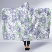 Anthurium Plumeria Lei Pastel Hooded Blanket Purple Hawaiian Splendid Palaka LT01 One Size Purple - Polynesian Pride