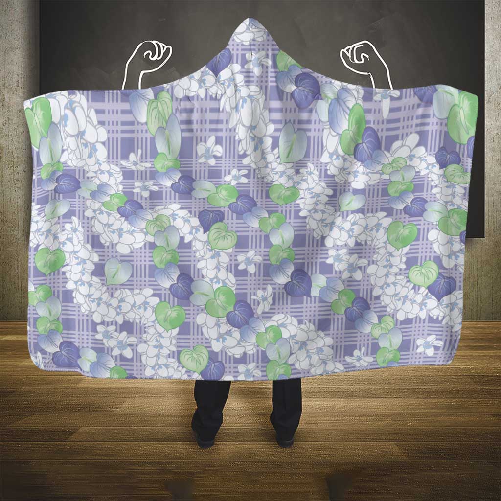 Anthurium Plumeria Lei Pastel Hooded Blanket Purple Hawaiian Splendid Palaka LT01 - Polynesian Pride