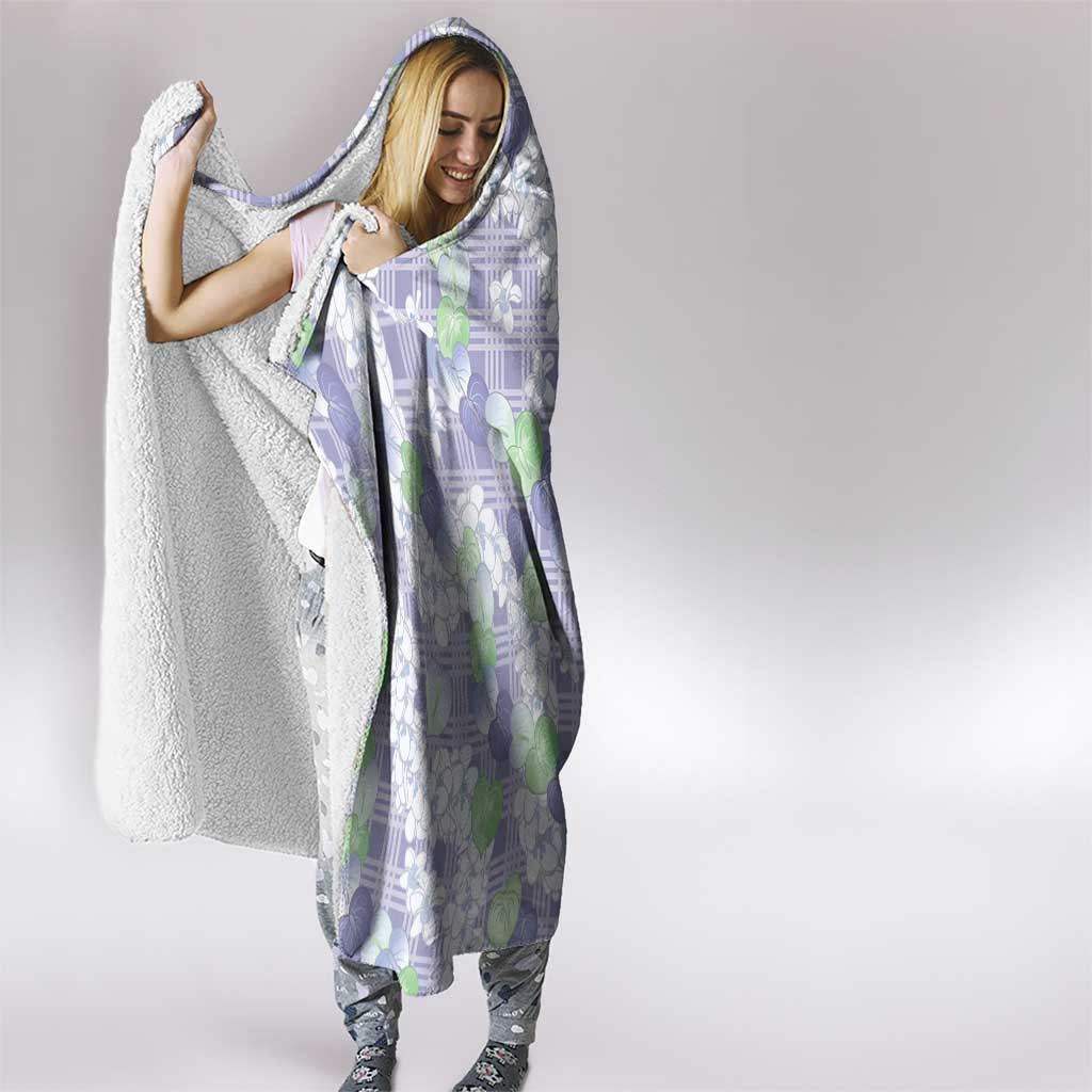 Anthurium Plumeria Lei Pastel Hooded Blanket Purple Hawaiian Splendid Palaka LT01 - Polynesian Pride