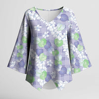 Anthurium Plumeria Lei Pastel Kimono Sleeve Blouse Purple Hawaiian Splendid Palaka