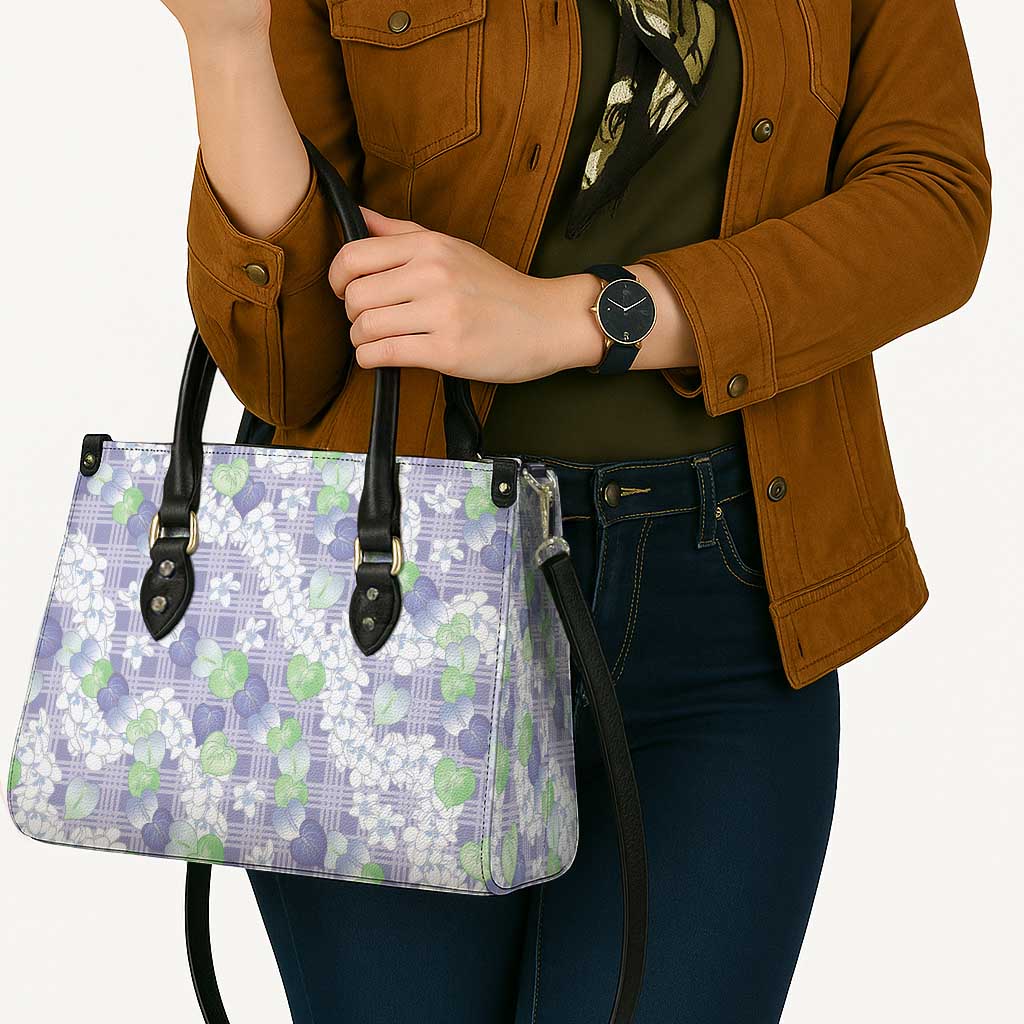 Anthurium Plumeria Lei Pastel Leather Bag Purple Hawaiian Splendid Palaka