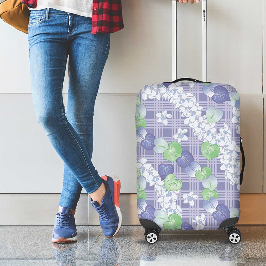 Anthurium Plumeria Lei Pastel Luggage Cover Purple Hawaiian Splendid Palaka