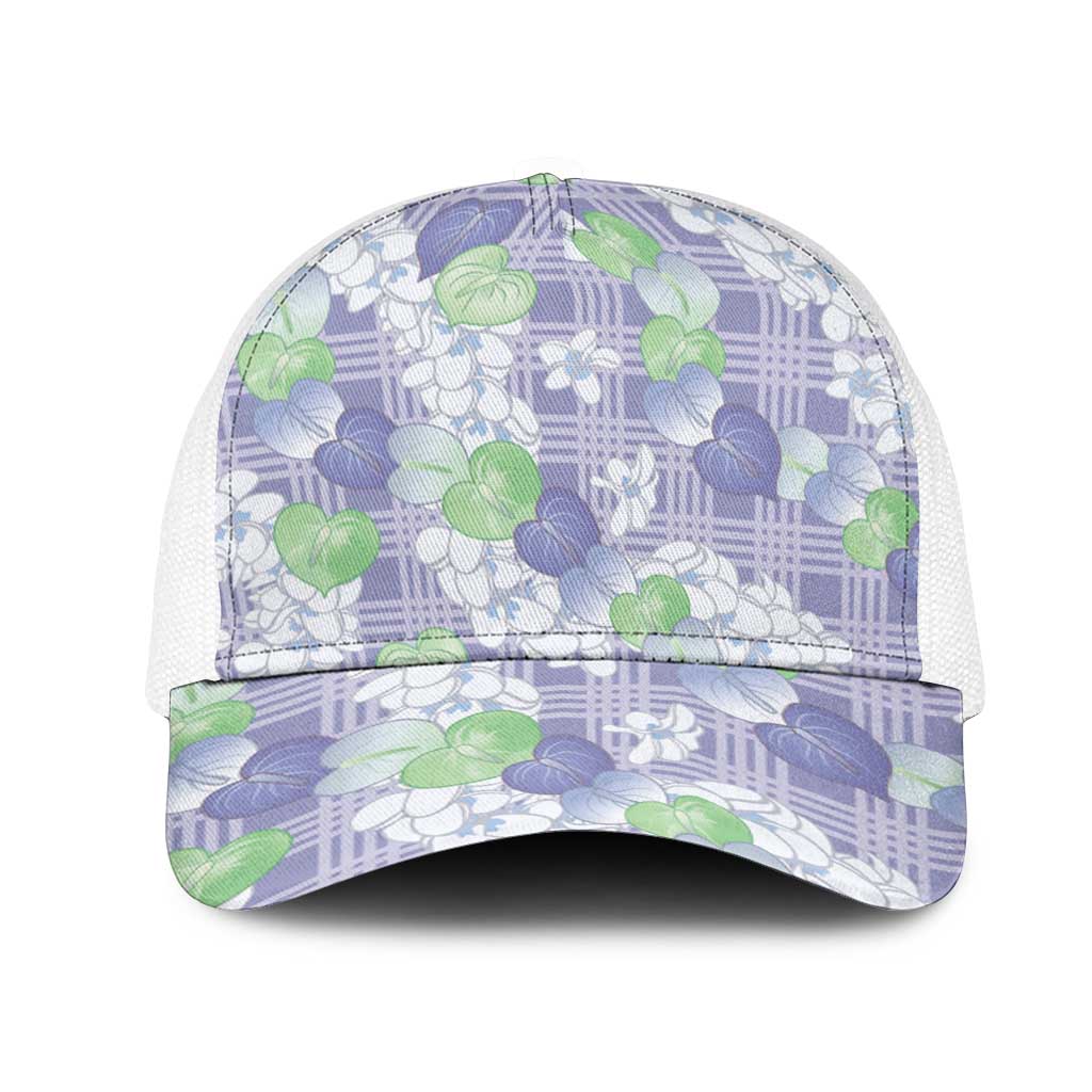 Anthurium Plumeria Lei Pastel Mesh Trucker Cap Purple Hawaiian Splendid Palaka
