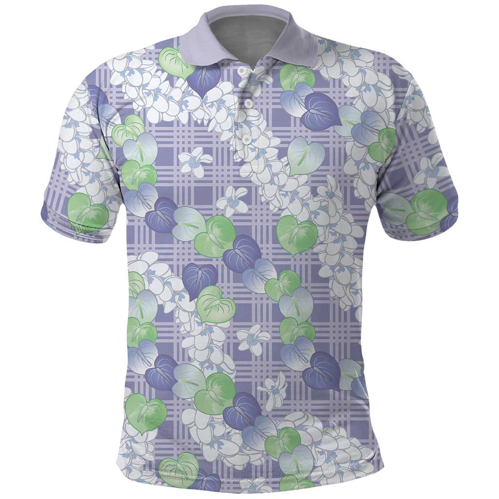 Anthurium Plumeria Lei Pastel Polo Shirt Purple Hawaiian Splendid Palaka