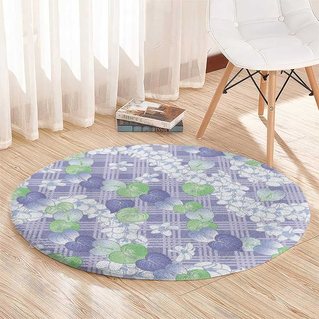 Anthurium Plumeria Lei Pastel Round Carpet Purple Hawaiian Splendid Palaka