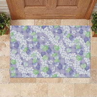 Anthurium Plumeria Lei Pastel Rubber Doormat Purple Hawaiian Splendid Palaka LT01 Purple - Polynesian Pride