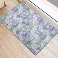 Anthurium Plumeria Lei Pastel Rubber Doormat Purple Hawaiian Splendid Palaka LT01 - Polynesian Pride
