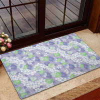 Anthurium Plumeria Lei Pastel Rubber Doormat Purple Hawaiian Splendid Palaka LT01 - Polynesian Pride