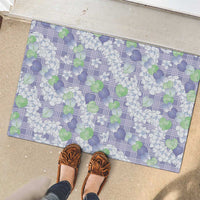 Anthurium Plumeria Lei Pastel Rubber Doormat Purple Hawaiian Splendid Palaka LT01 - Polynesian Pride
