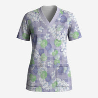 Anthurium Plumeria Lei Pastel Scrub Top Purple Hawaiian Splendid Palaka
