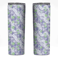 Anthurium Plumeria Lei Pastel Skinny Tumbler Purple Hawaiian Splendid Palaka LT01 Purple - Polynesian Pride