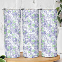 Anthurium Plumeria Lei Pastel Skinny Tumbler Purple Hawaiian Splendid Palaka LT01 - Polynesian Pride