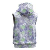 Anthurium Plumeria Lei Pastel Sleeveless Zip Hoodie Purple Hawaiian Splendid Palaka