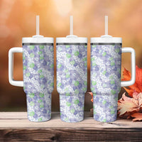 Anthurium Plumeria Lei Pastel Tumbler With Handle Purple Hawaiian Splendid Palaka