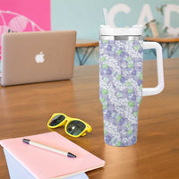 Anthurium Plumeria Lei Pastel Tumbler With Handle Purple Hawaiian Splendid Palaka