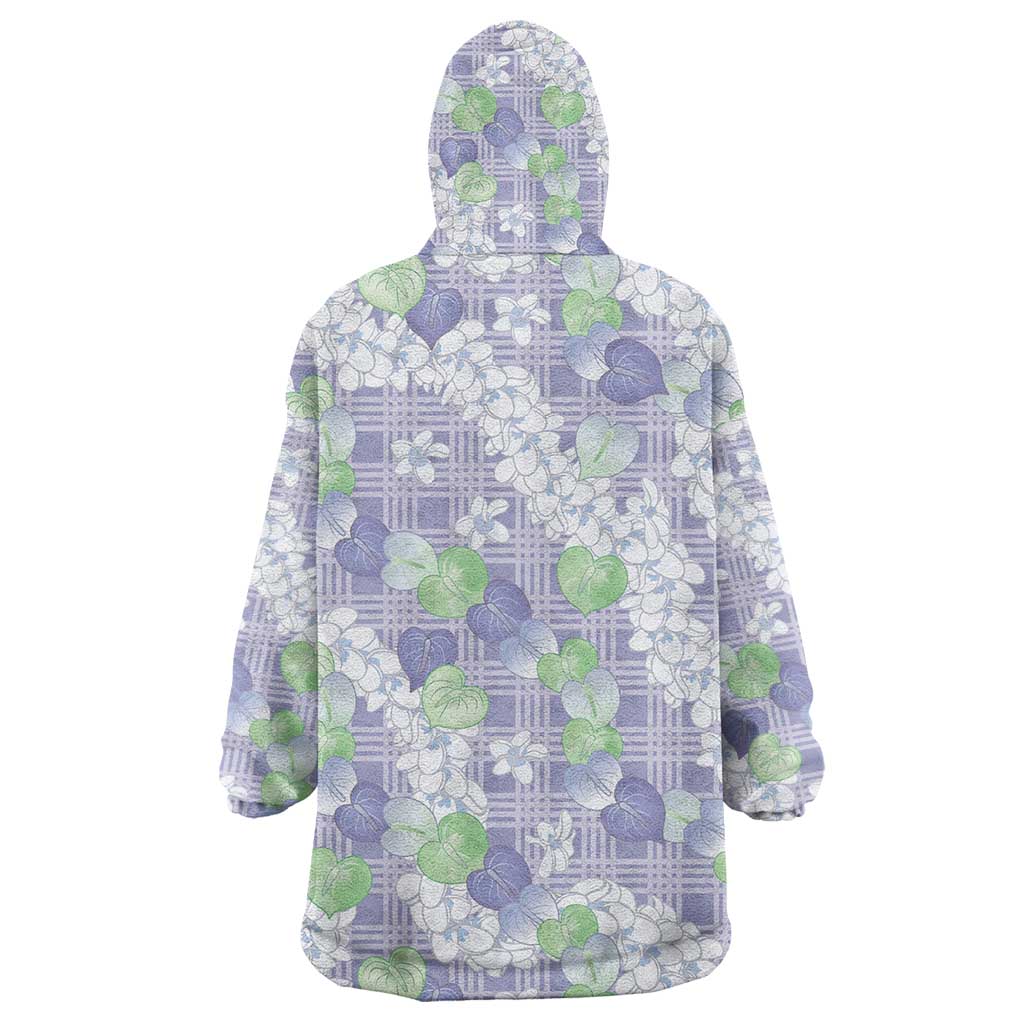 Anthurium Plumeria Lei Pastel Wearable Blanket Hoodie Purple Hawaiian Splendid Palaka LT01 - Polynesian Pride